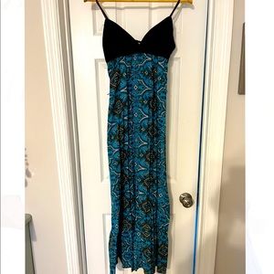 Teal and brown maxi dress